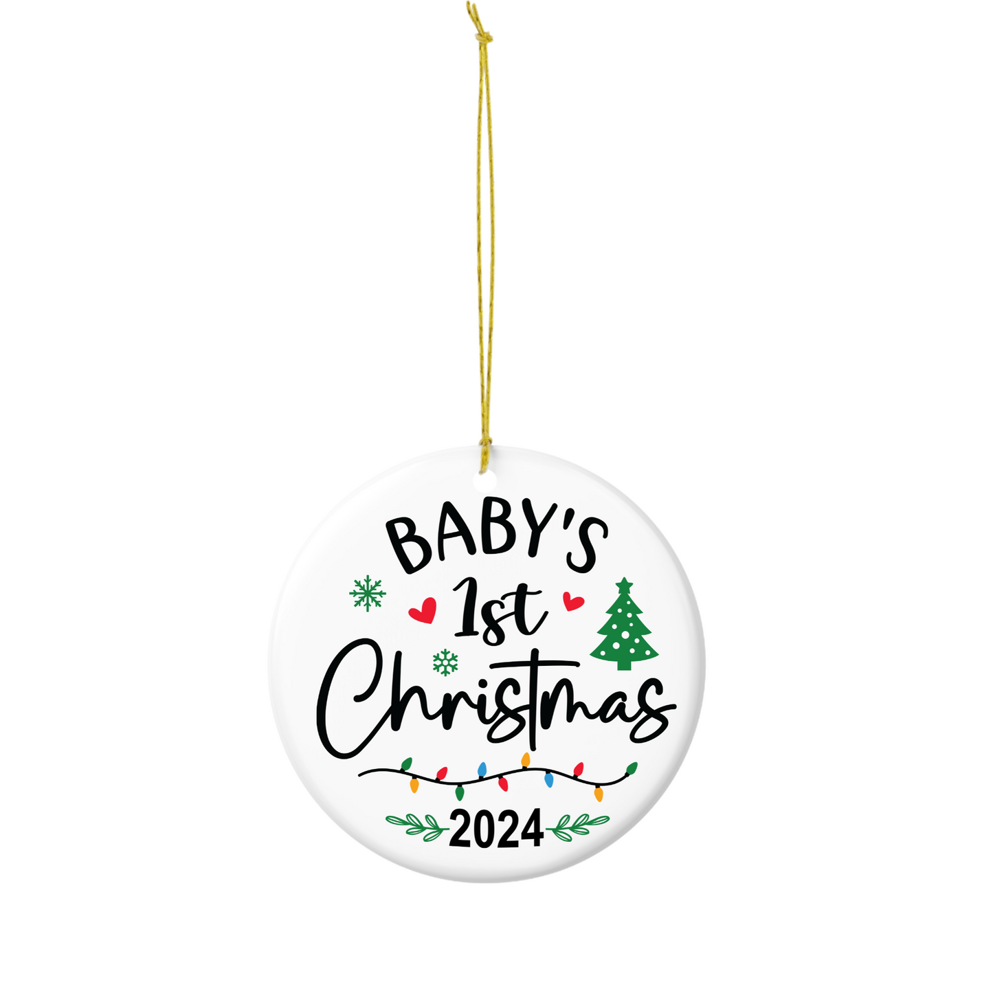 Baby's 1st Christmas 2024 Ceramic Personalized Ornament with Gift Box