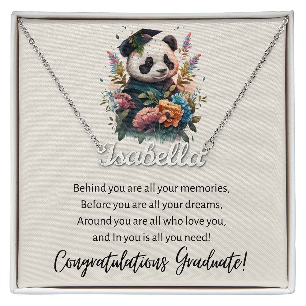 Custom Name Necklace with Personalized Panda Card