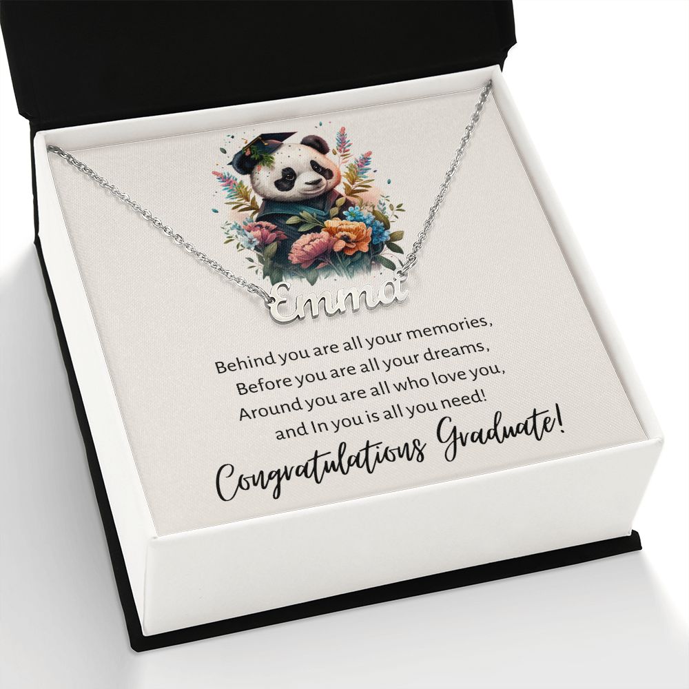 Custom Name Necklace with Personalized Panda Card