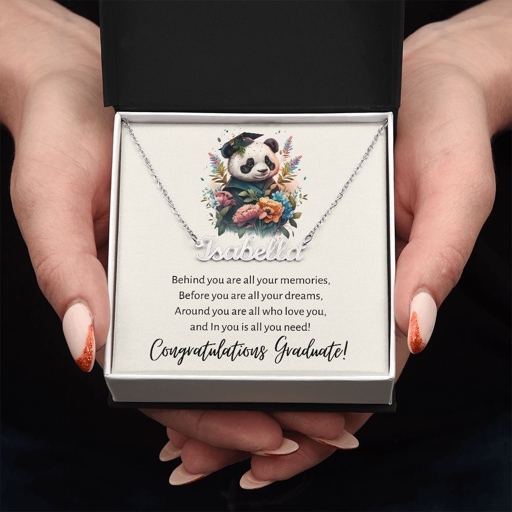 Custom Name Necklace with Personalized Panda Card