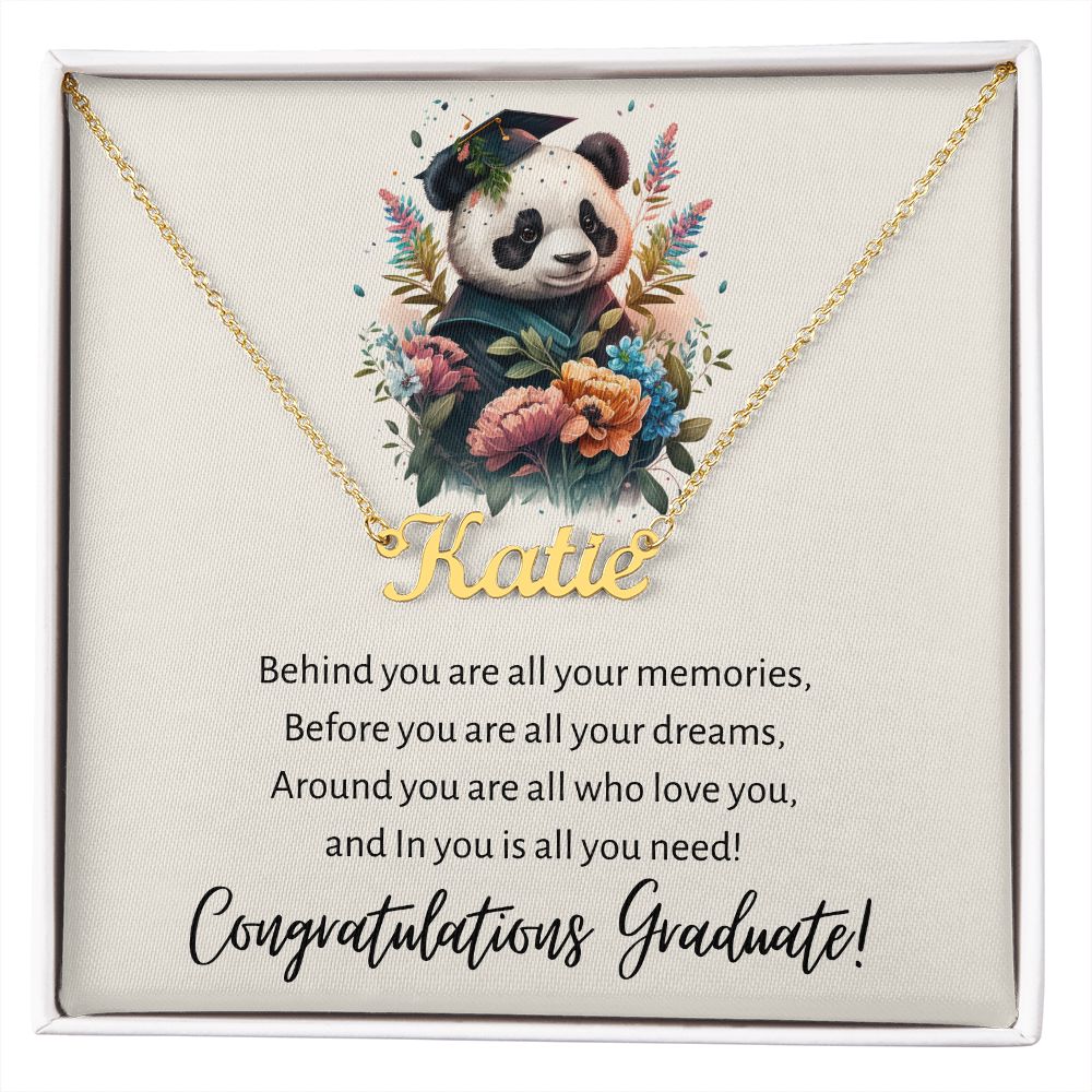 Custom Name Necklace with Personalized Panda Card