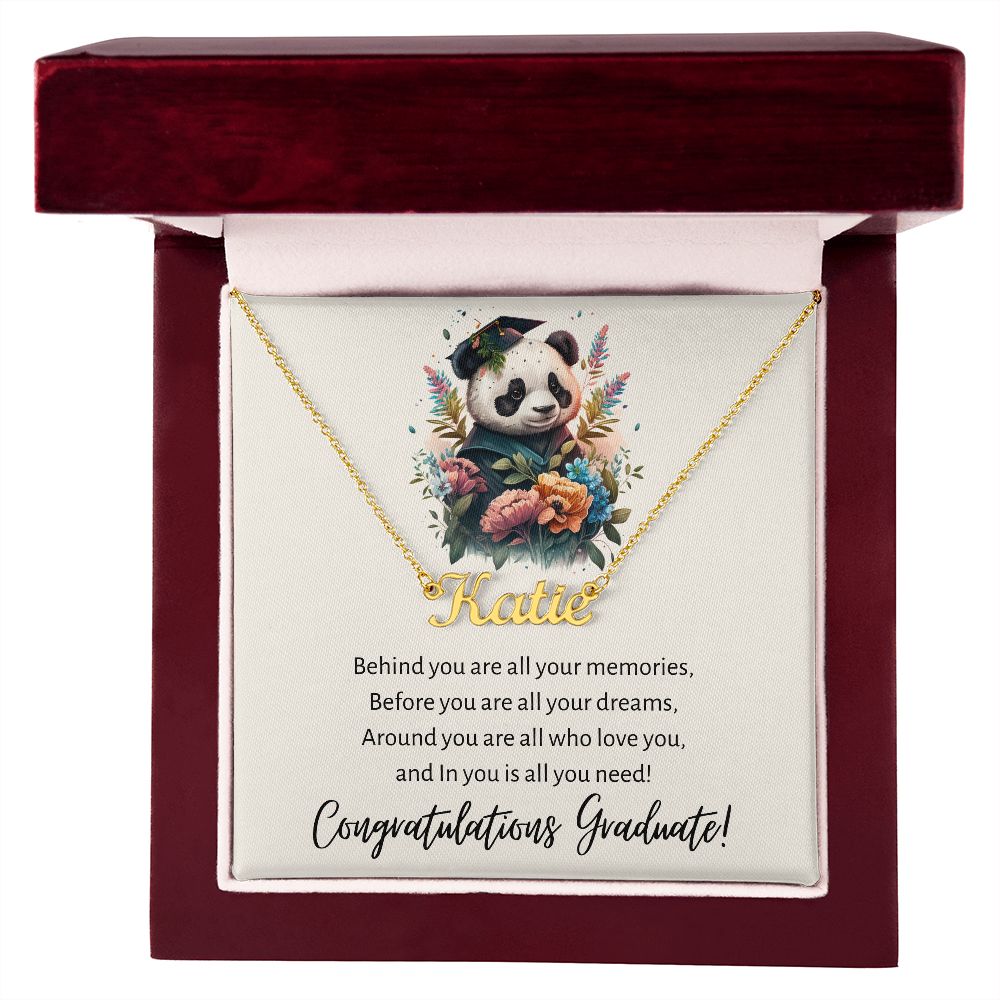 Custom Name Necklace with Personalized Panda Card