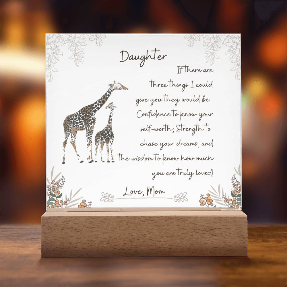 Giraffe To Daughter From Mom Acrylic Plaque. The Three Things I Could Give You.